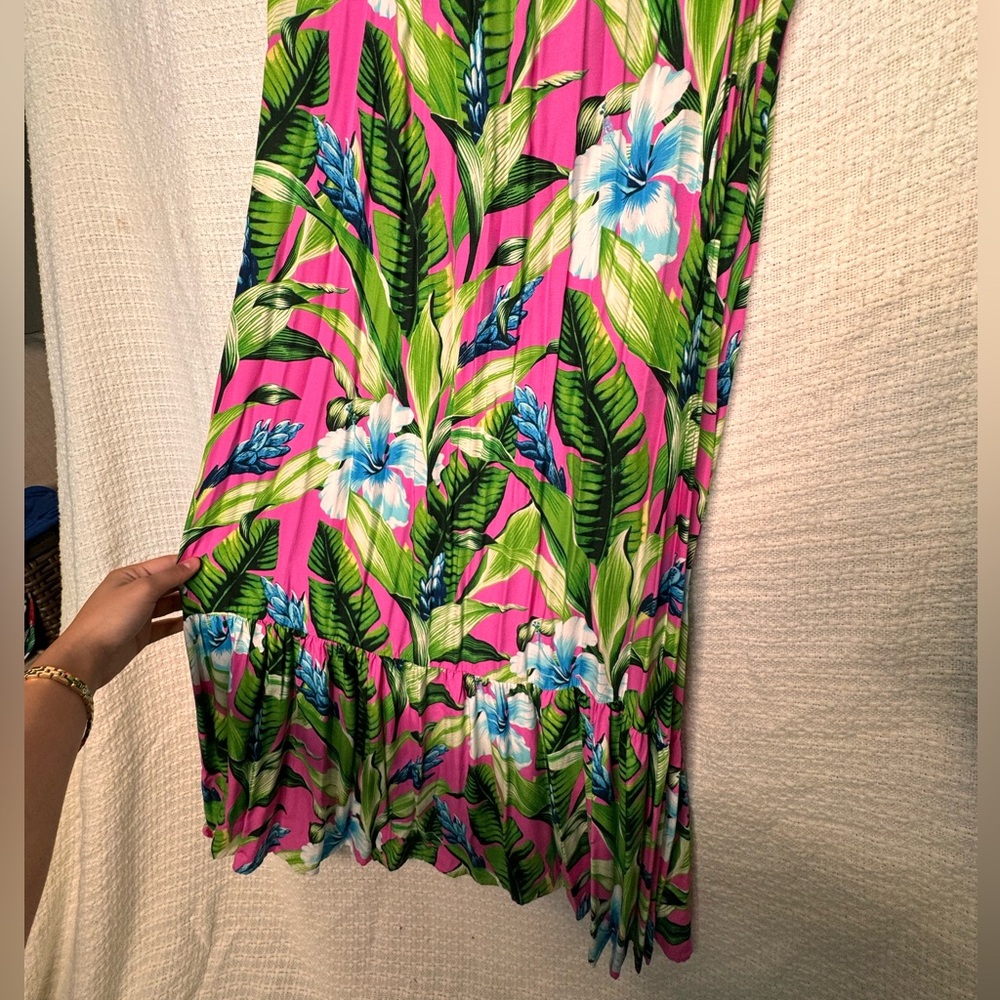 L Tommy Bahama Long Floral Pattern Resort Wear Dress!